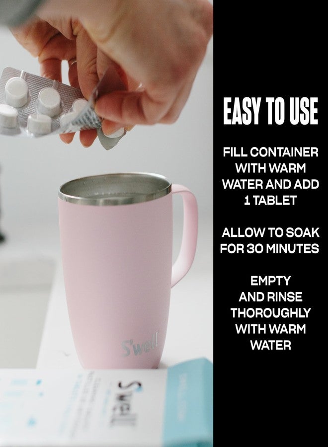 سويل أقراص تنظيف S'well، 16 قرصًا، سريعة المفعول، تزيل البقايا والروائح من الفولاذ المقاوم للصدأ، خالية من الكلور ومستخلصة من مواد طبيعية. - Image 3